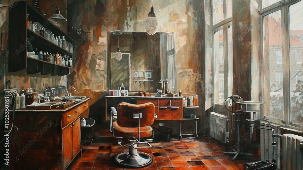 An Empty Barbershop with a Window View An Empty Barbershop with a Window View