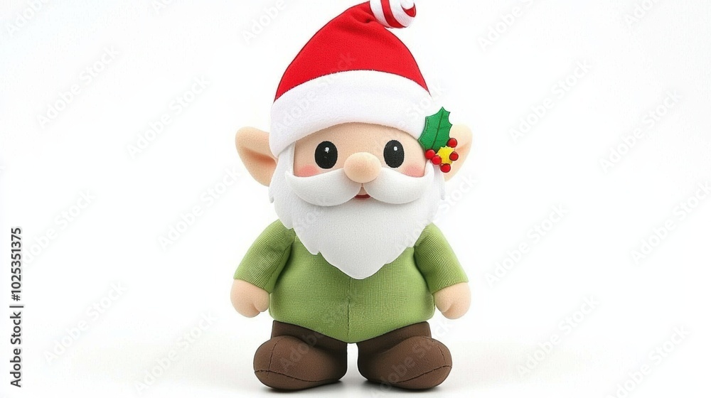 Cute Christmas Elf with Red Hat and Green Sweater Cute Christmas Elf with Red Hat and Green Sweater