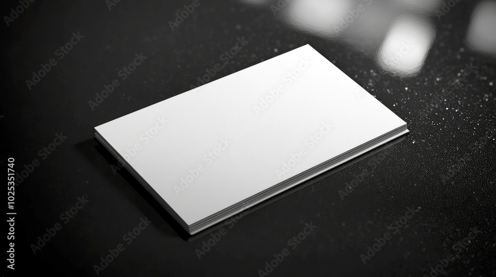 A blank business card on a reflective surface, suggesting minimalism and professionalism. A blank business card on a reflective surface, suggesting minimalism and professionalism.