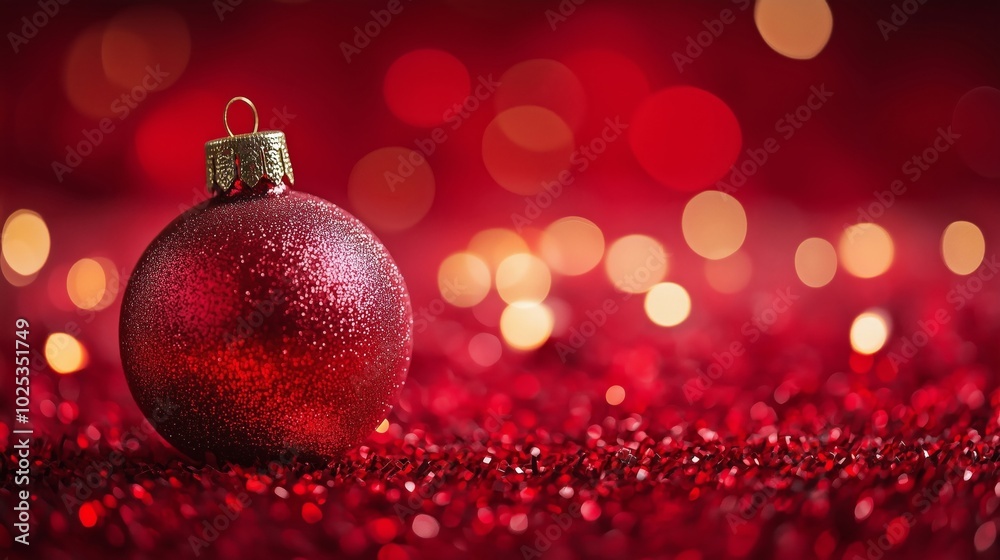 A Beautiful Red Christmas Ornament Sparkling in the Light A Beautiful Red Christmas Ornament Sparkling in the Light