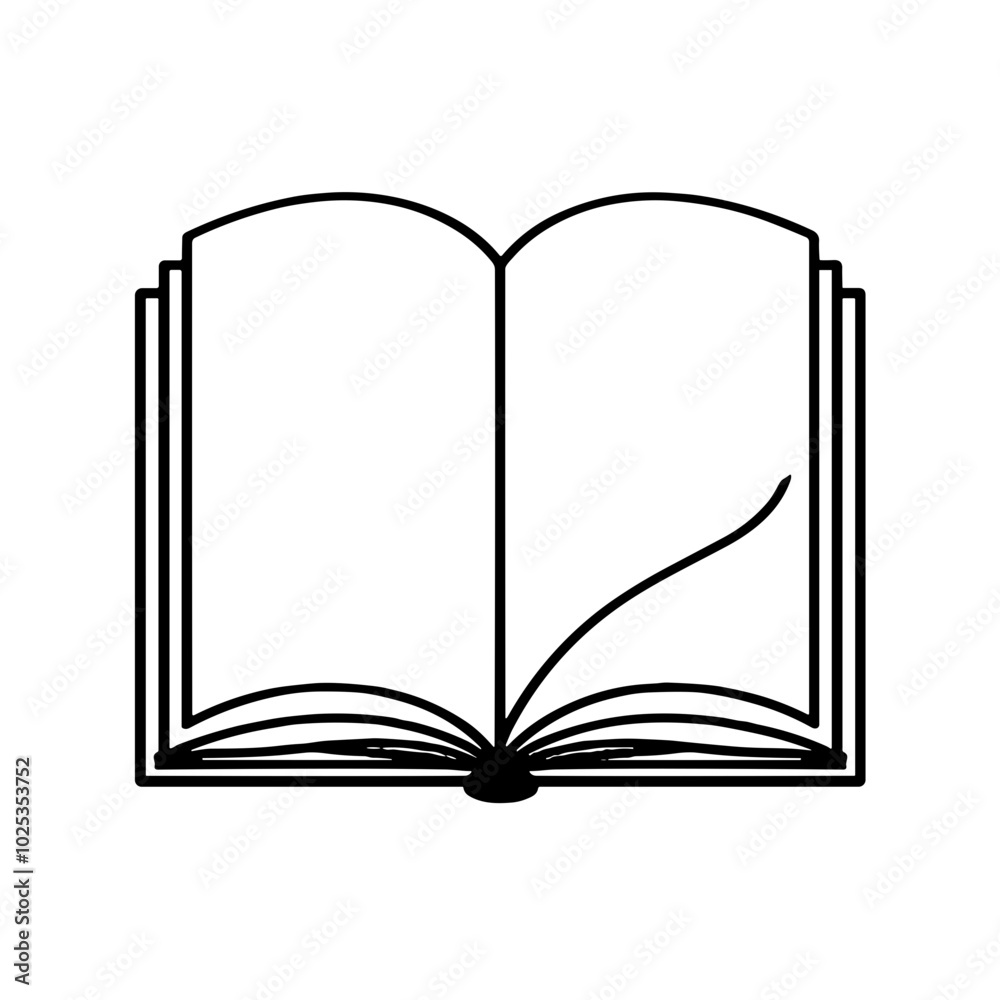 Open book icon, black and white, education and knowledge, transparent background Open book icon, black and white, education and knowledge, transparent background