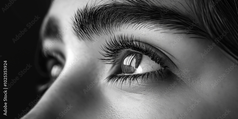 Obraz premium Close-up of a woman's face with a tear falling, illustrating the concept of mental health struggles and depression in a minimalistic style