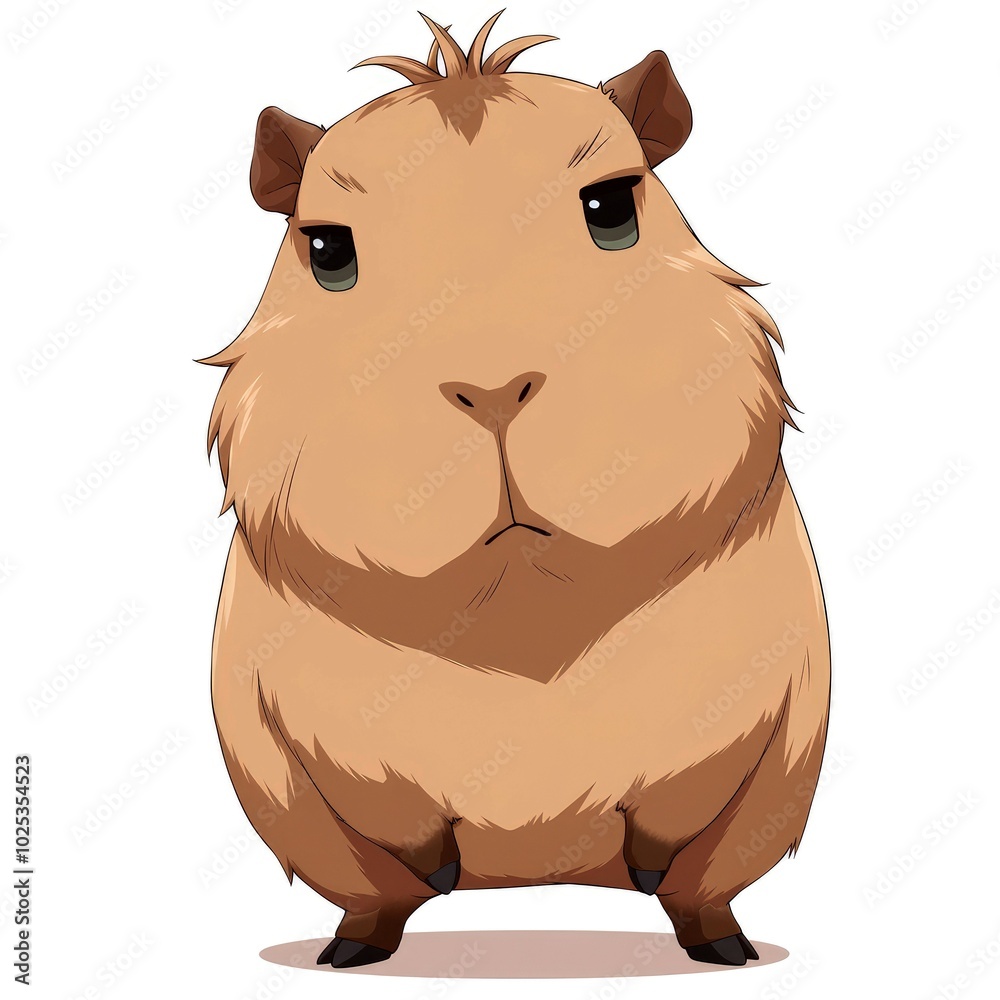 A cartoon-style illustration of a cute, chubby guinea pig with a serious expression. A cartoon-style illustration of a cute, chubby guinea pig with a serious expression.