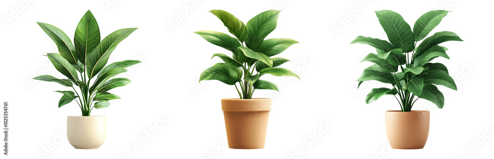 Set of Decorative Indoor Greenery Plants in Pots Isolated on Transparent Background Set of Decorative Indoor Greenery Plants in Pots Isolated on Transparent Background