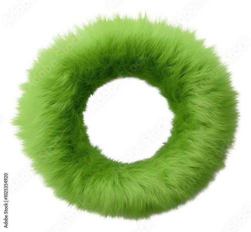 PNG Circle shape fur green white background. photo