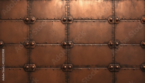 Riveted Copper Panels with Visible Seams and Fasteners