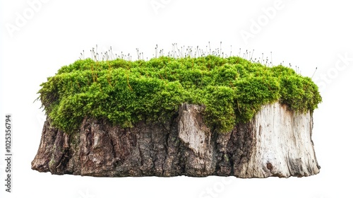 Lush Green Moss Covering a Weathered Tree Stump photo