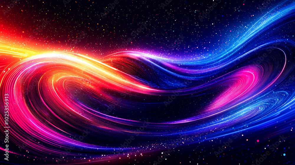 Fototapeta premium Abstract colorful swirling lights on a black background.