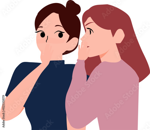 Gossip, Shocked two women friends spreading rumors gossiping sharing secrets