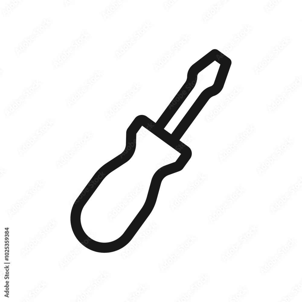 screw diver Vector set outline