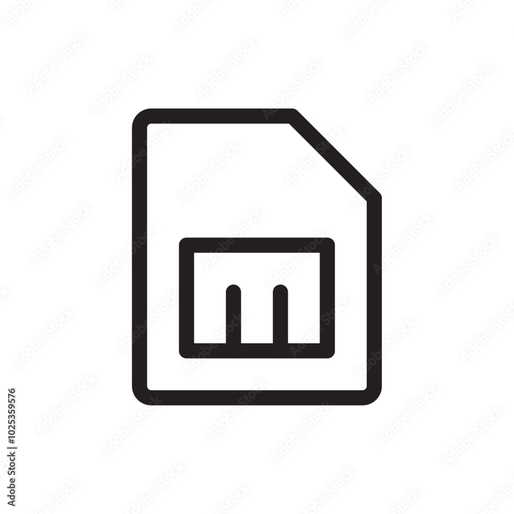 Sim card icon Vector set outline