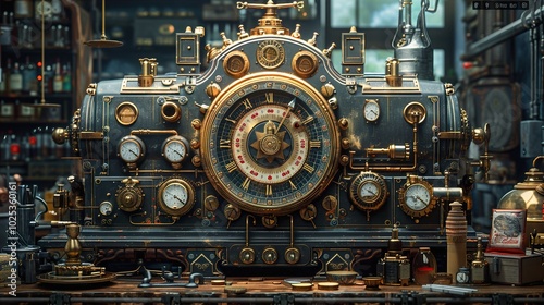 Steampunk Clockwork Machine: A Detailed Fantasy Design