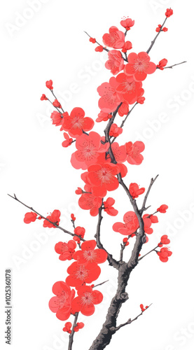 PNG Chinese seamless plum blossom flower plant petal.