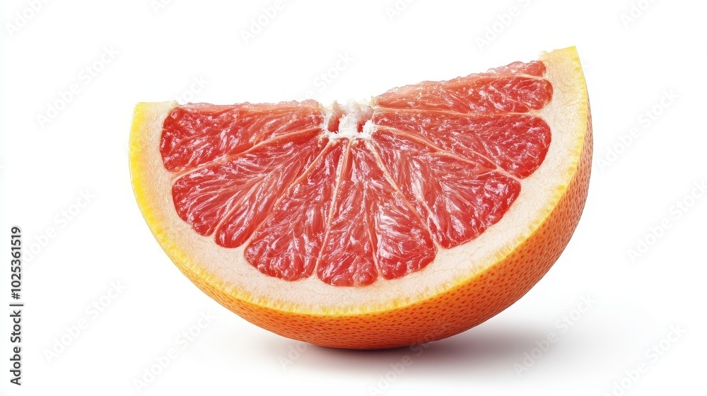 A Single Slice of Ripe Pink Grapefruit A Single Slice of Ripe Pink Grapefruit