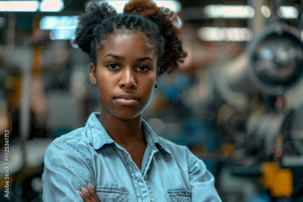 Portrait of a young adult African American female Assembly Line Worker