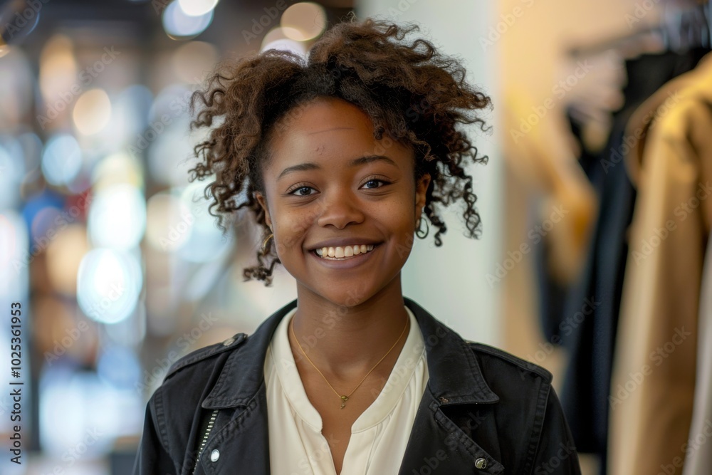 Young adult african american female retail sales associate Young adult african american female retail sales associate