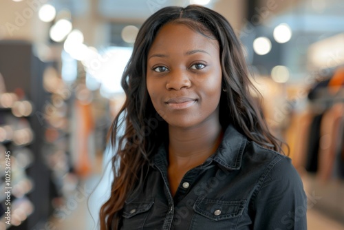 Young adult african american female retail sales associate