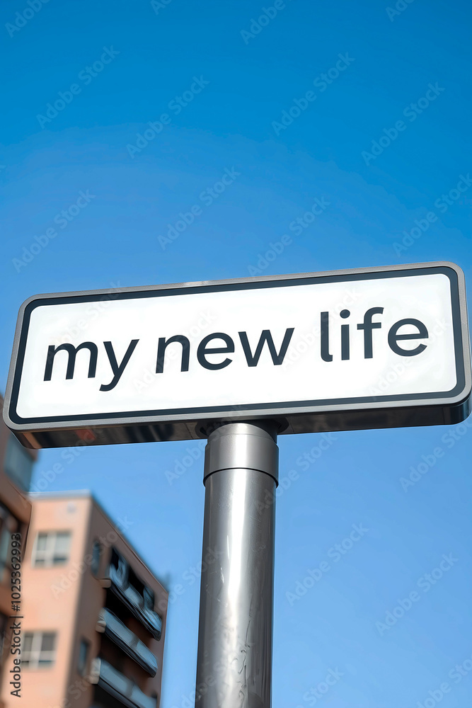 Urban sign with the inscription my new life. Urban sign with the inscription my new life.