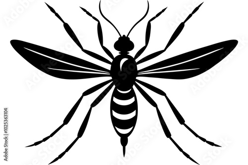 Mosquito silhouette, Bloodsucking icon black symbol vector, Close up mosquito silhouette

