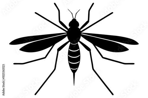 Mosquito silhouette, Bloodsucking icon black symbol vector, Close up mosquito silhouette

