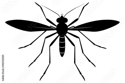 Mosquito silhouette, Bloodsucking icon black symbol vector, Close up mosquito silhouette

