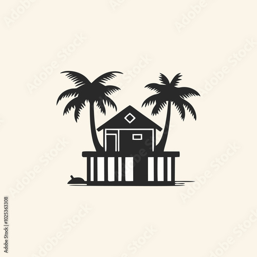 simple beach house design logo