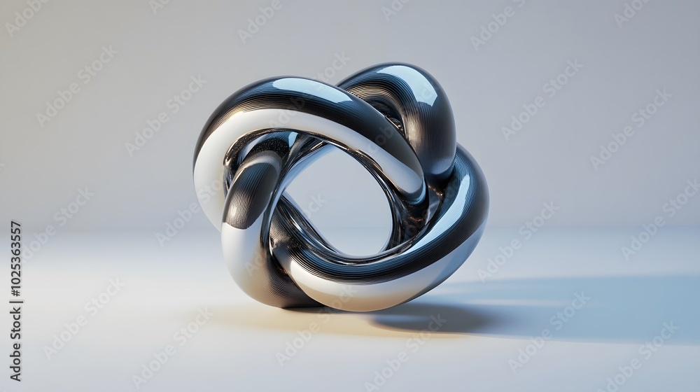 A Shiny Interlocking Knot of Curved Metal A Shiny Interlocking Knot of Curved Metal