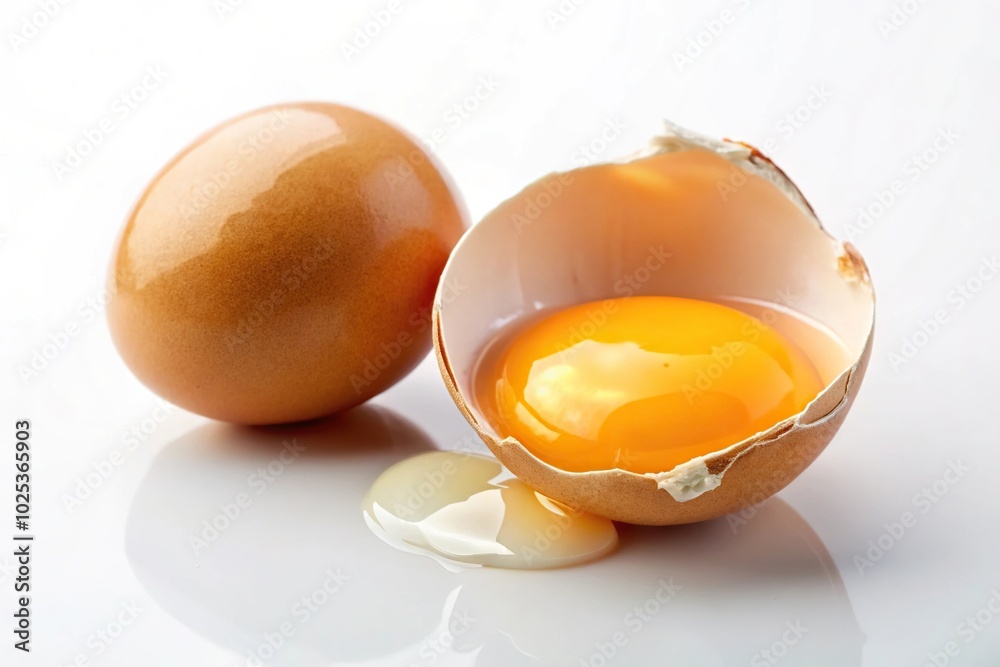 Broken and crushed egg with yolk and egg white on white board macro Medium Shot Broken and crushed egg with yolk and egg white on white board macro Medium Shot