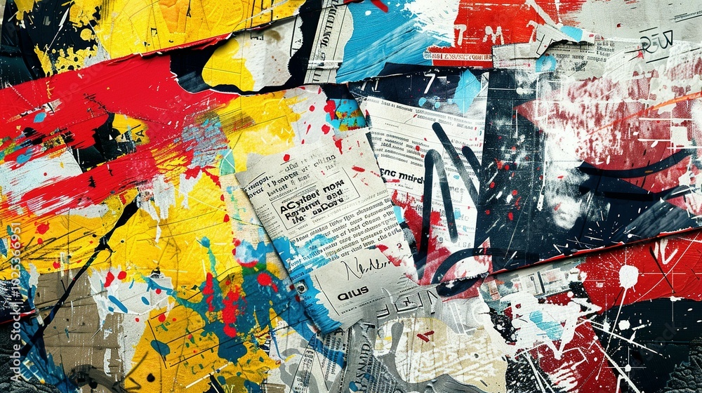 Fototapeta premium Abstract Art Composition of Torn and Overlapping Posters