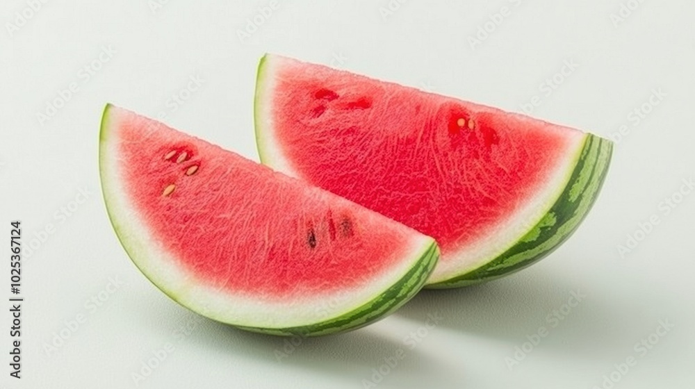 Fresh Watermelon Slices on White Background Fresh Watermelon Slices on White Background