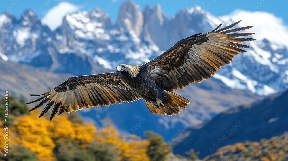 Fototapeta premium Majestic Eagle in Flight Over Mountain Landscape