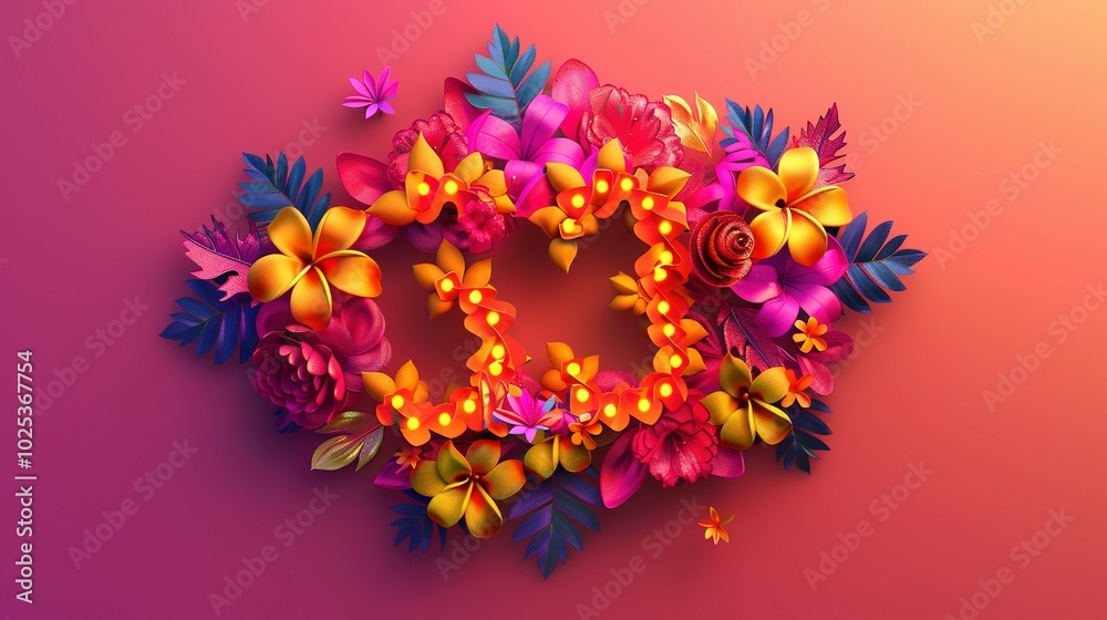 Tropical Flower Arrangement with Illuminated Lights Tropical Flower Arrangement with Illuminated Lights
