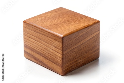 Brown wooden cube isolated on white background with clipping path, leading lines