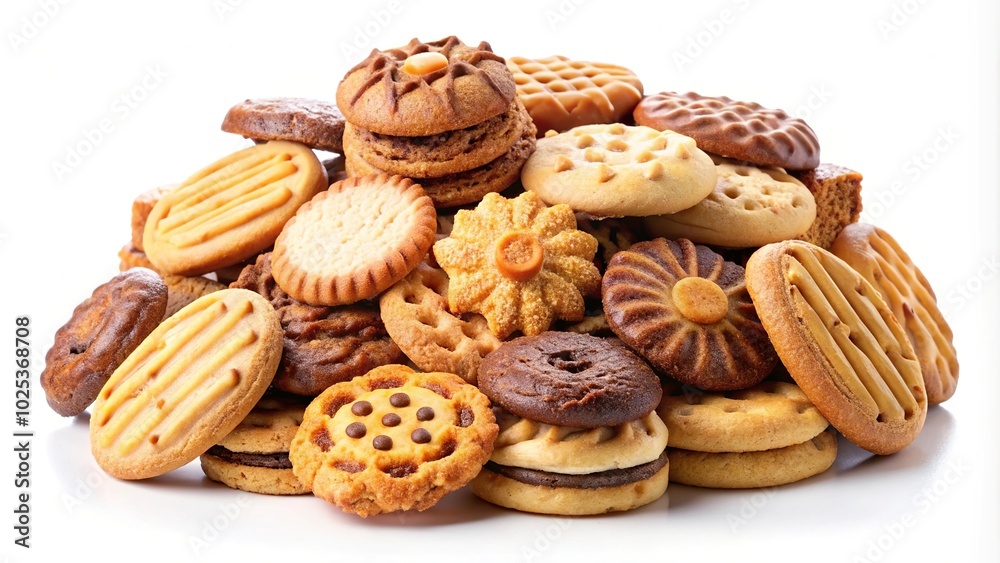 Bunch of biscuits cookies on white background Bunch of biscuits cookies on white background
