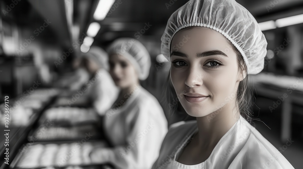 Professional Baker in a Modern Bakery Setting Professional Baker in a Modern Bakery Setting