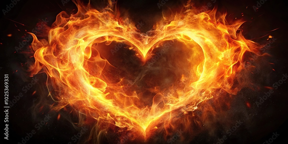 Burning celestial heart radiating luminous flames reflected Burning celestial heart radiating luminous flames reflected