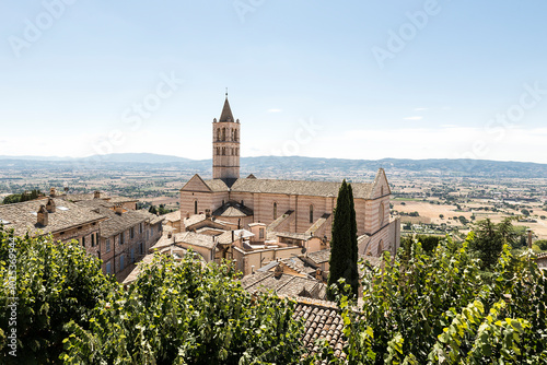 Architectural Sceneries of The Basilica of Saint Clare (Basilica di Santa Chiara) in Assisi, Perugia Province, Italy.