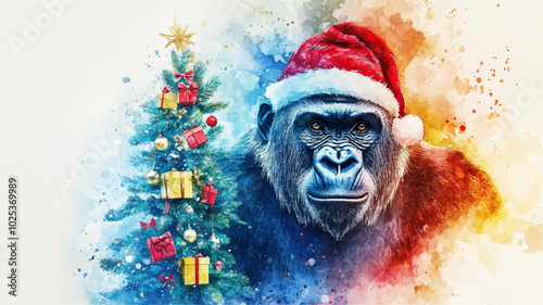 Gorilla Tier Weihnachten Christmas