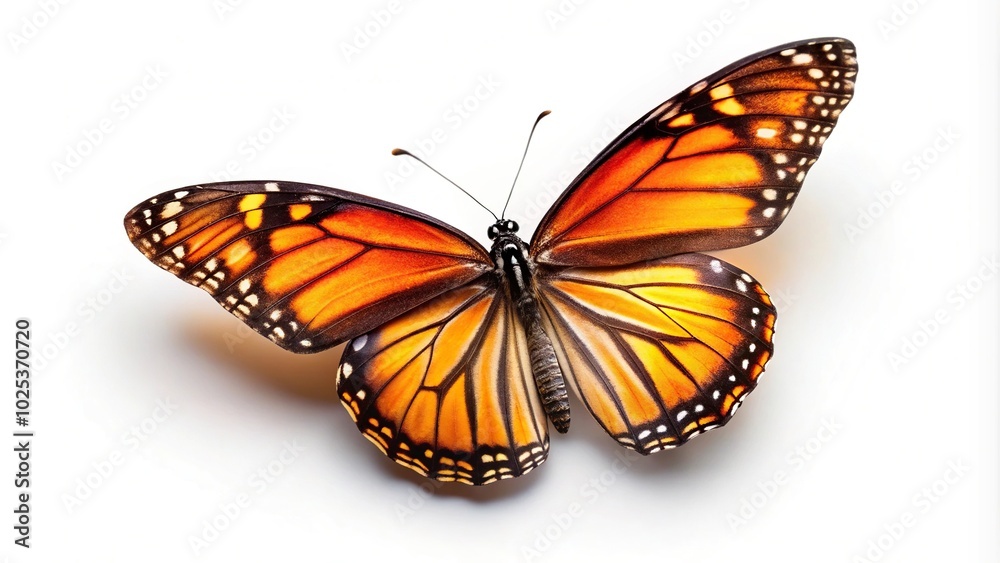 Fototapeta premium Butterfly with asymmetrical wings isolated on white background