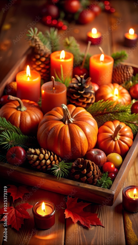 christmas still life with pumpkin and candle christmas still life with pumpkin and candle