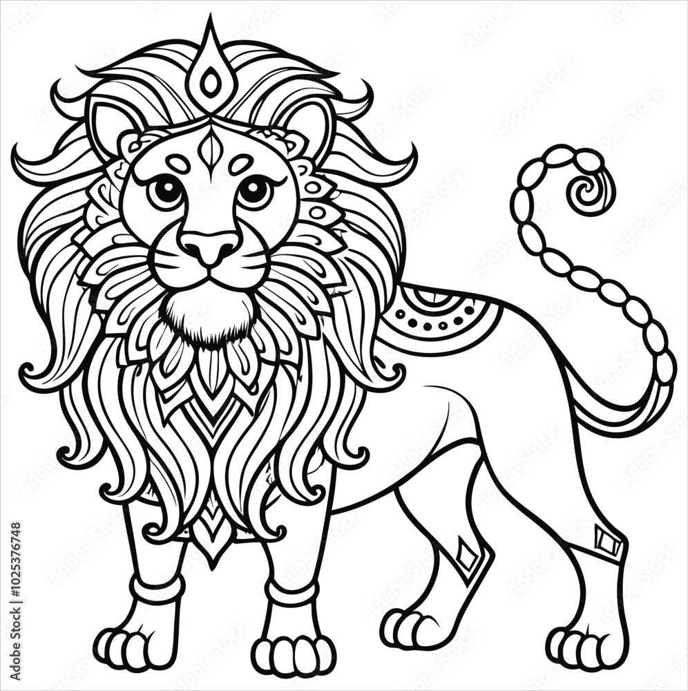 Fototapeta premium Lion Animal Mandala Coloring page