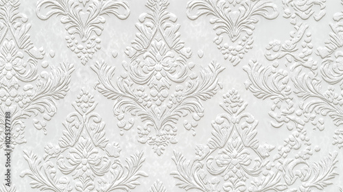 elegant silver and white damask texture with subtle snowflake patterns