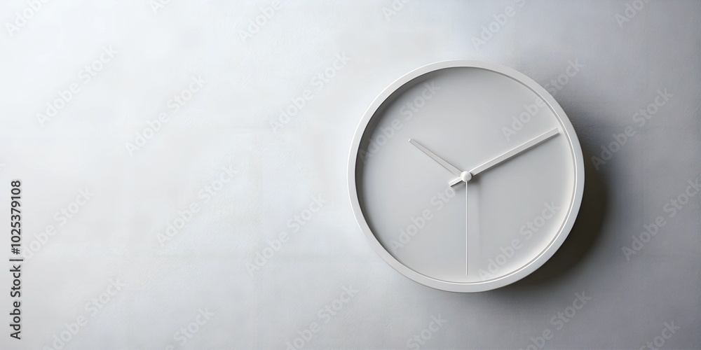 Sleek minimalist wall clock with clean lines, subtle shadows, and modern simplicity against a white backdrop. Sleek minimalist wall clock with clean lines, subtle shadows, and modern simplicity against a white backdrop.
