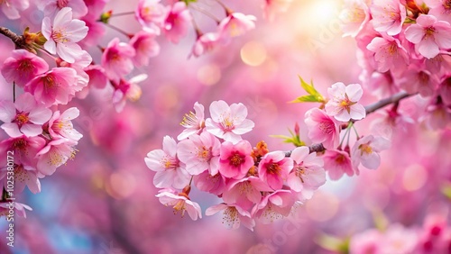 Cherry blossom background with pink sakura flowers