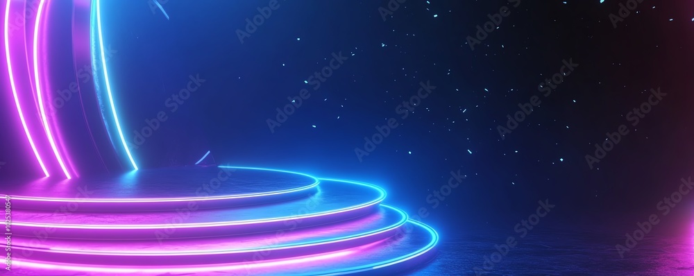 Obraz premium Neon Lights Stage Platform