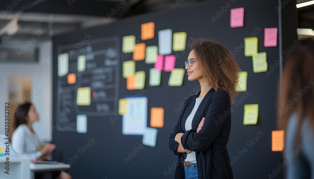 Woman As A Mentor And Whiteboard In Office Setting For Training And Learning To Develop Skills And Careers. Leading Workshops With Internship Programs. Woman As A Mentor And Whiteboard In Office Setting For Training And Learning To Develop Skills And Careers. Leading Workshops With Internship Programs.