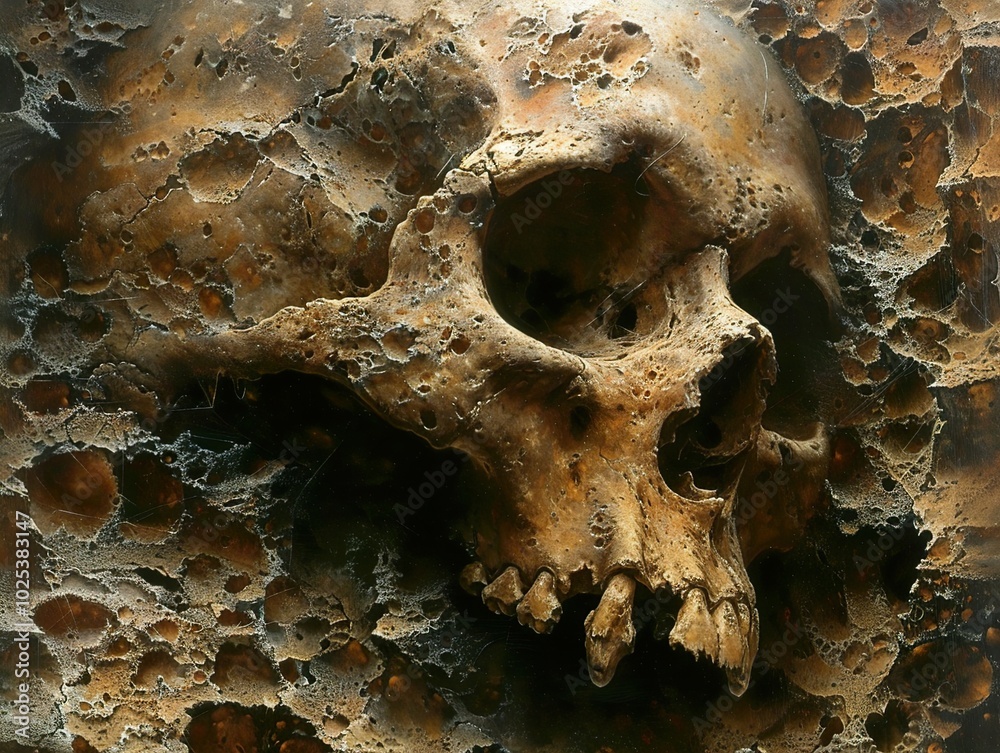 Human Skull: A Study in Mortality and Texture