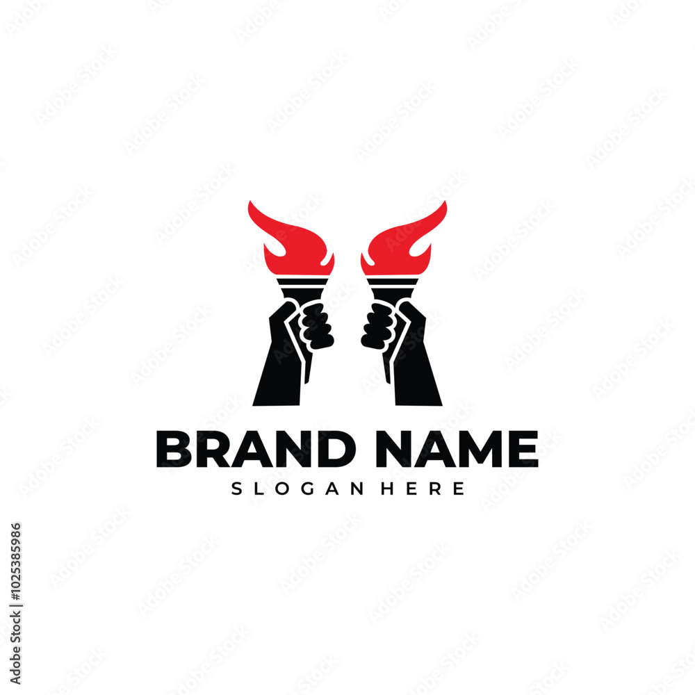 Torch, Fire. A hand holding with a fire torch on a white background in the form of a vector illustration Torch, Fire. A hand holding with a fire torch on a white background in the form of a vector illustration