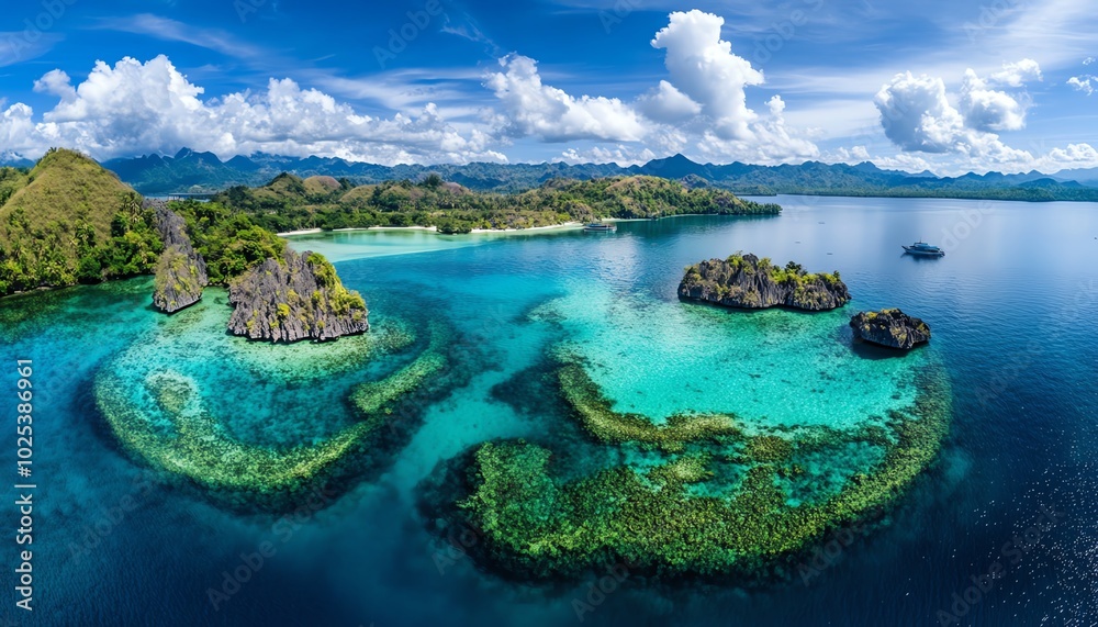 Fototapeta premium Drone photography revealing breathtaking underwater landscapes, low-angle perspective showcasing the harmony of nature and conservation