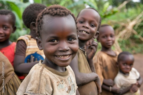 Portrait of a young African boy in the village.